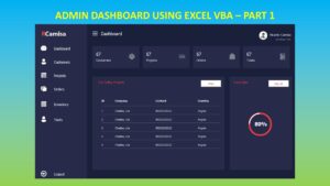 Admin Dashboard Using Excel VBA || Modern UI dark – Part 1