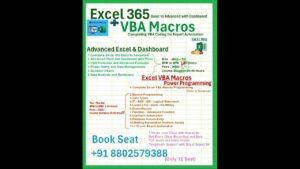 Advanced Excel with Dashboard + VBA Macros Power Programming 10th Apr 8PM to 9PM Daily 1 Hours Class