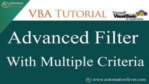 Advanced Filter With Multiple Criteria in VBA | Excel VBA Tutorial in Hindi