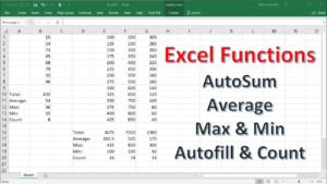 Autosum, Average, Max, Min, Count & Autofill Functions | Excel