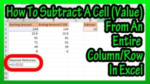 How To Subtract A Cell (Value) From An Entire Column Or Row In Excel Explained – Absolute Reference